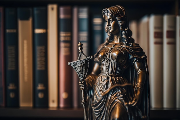 Foto esculturas de themis um símbolo de justiça no interior do juiz ou advogado arte gerada pela rede neural