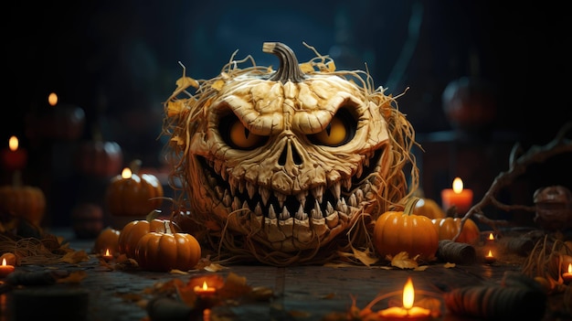 esculturas frescas inspiradas no halloween da arte da fruta assustadora