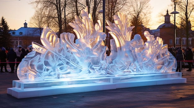 Esculturas de hielo en el festival en invierno