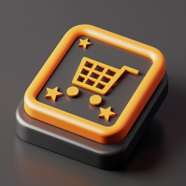 esculturas en miniatura del icono de comercio electrónico en el estilo renderizado en 3D