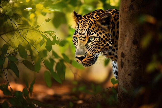 Foto el escurridizo leopardo de sri lanka acecha en los densos bosques