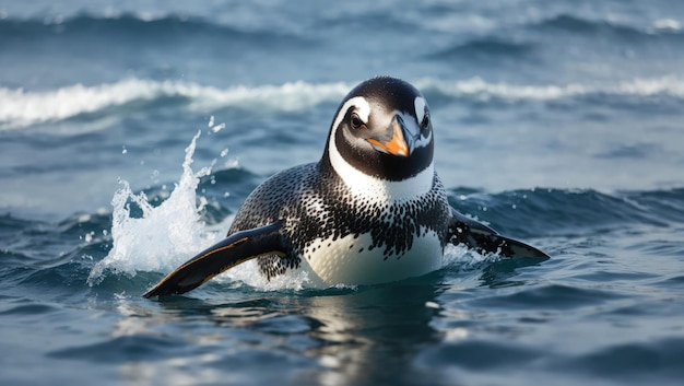 Eselspinguin gleitet durch das Wasser des Ozeans