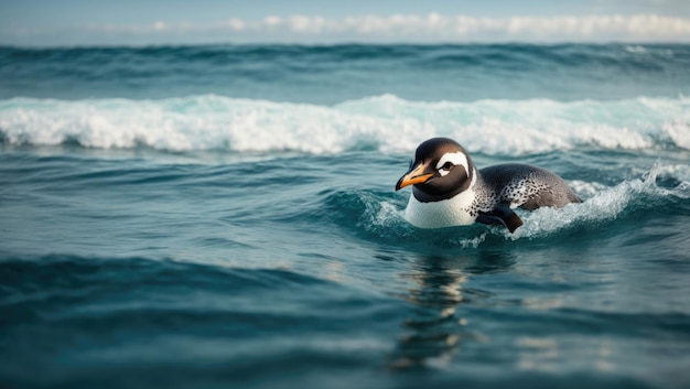 Eselspinguin gleitet durch das Wasser des Ozeans