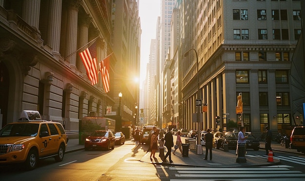 Foto la esencia de un bullicioso distrito financiero capturado en fotos bancarias