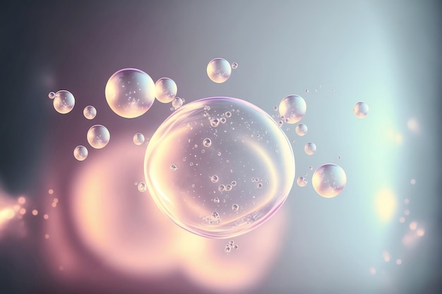 Esencia cosmética brillante molécula burbuja Colágeno vitamina o gota de suero con IA generativa