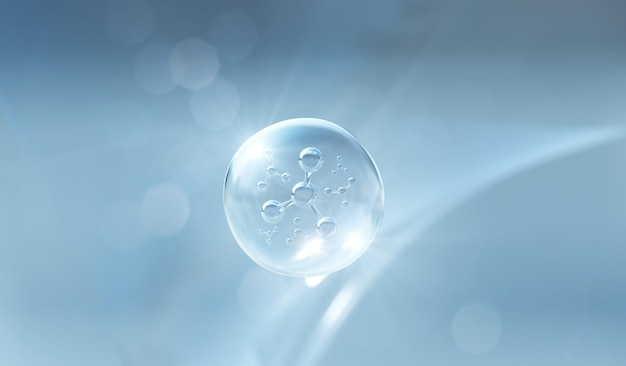 Esencia cosmética Burbuja líquida Molécula dentro de Burbuja líquida