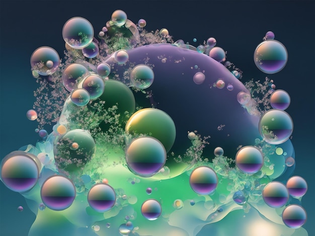 Esencia cosmética burbujas líquidas moléculas antioxidante de burbuja líquida IA generativa