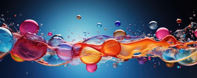 Esencia cosmética burbujas líquidas moléculas antioxidantes del panorama de burbujas líquidas Ai generativo