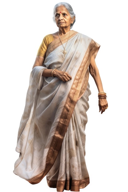 La esencia de la cultura india Una anciana india vestida con ropa tradicional