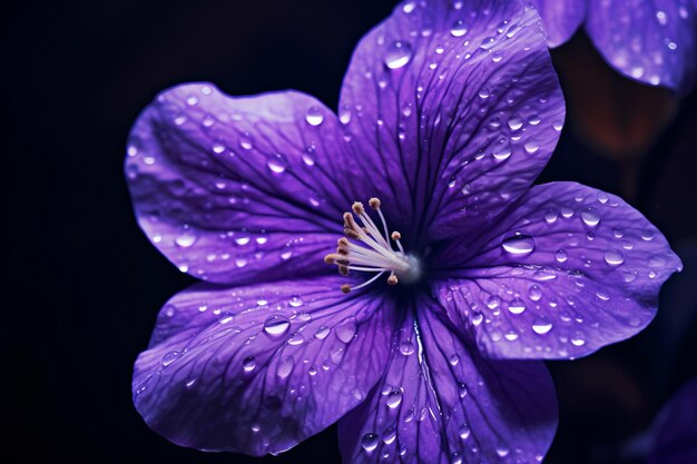 La esencia etérea cautivadora de una flor violeta de primer plano