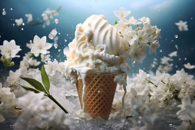 La esencia floral del té de jazmín congelado en un delicioso helado