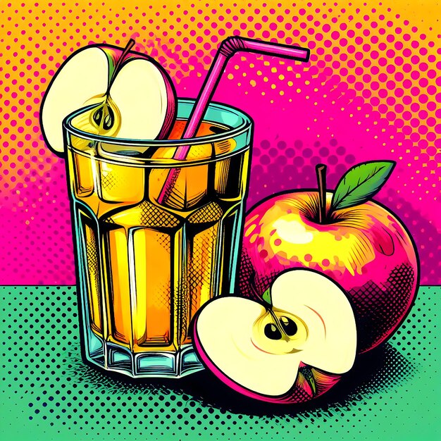 Foto la esencia de un refrescante vaso de jugo de manzana a pot art