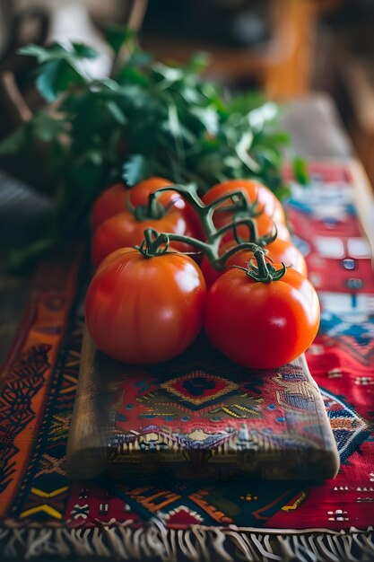 Esencia vibrante Ingredientes mexicanos frescos con fondo de patrones populares