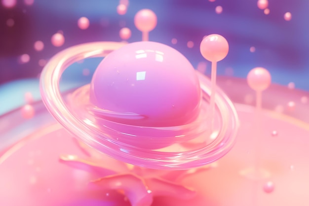 Esfera 3D doce e brincalhona em tons pastel suaves e formas elegantes geradas pela IA