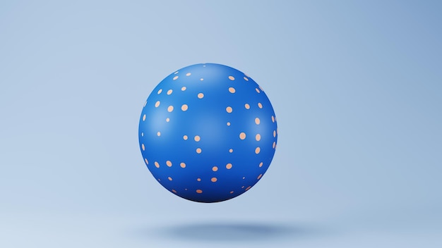 esfera azul abstrata com pontos, renderização 3d