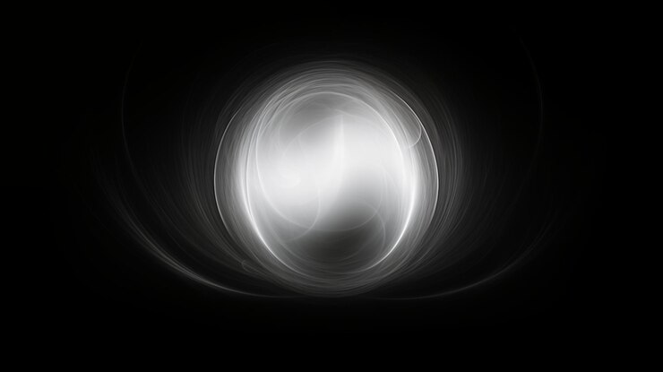 Foto esfera brillante abstracta que emite ondas de luz sobre un fondo oscuro