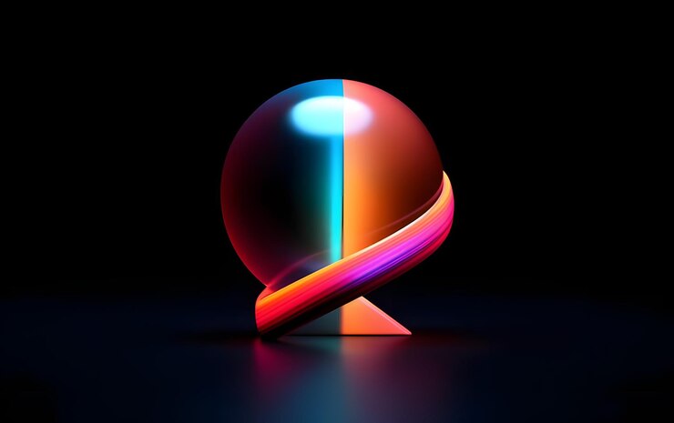 Foto una esfera brillante con una luz de color arcoíris en la parte superior.