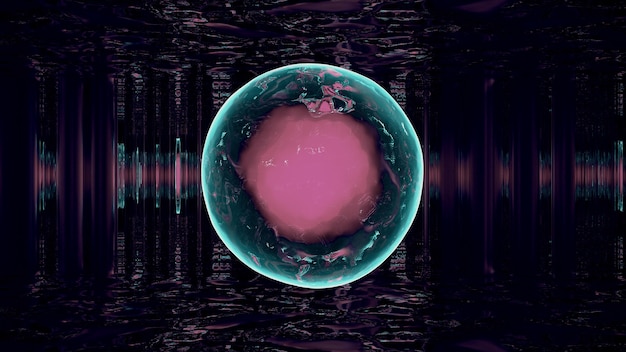 Esfera brillante en el pasillo oscuro 4K UHD ilustración 3d