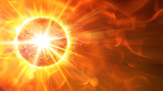 Foto esfera caliente y brillante de plasma con rayos de luz y descargas eléctricas