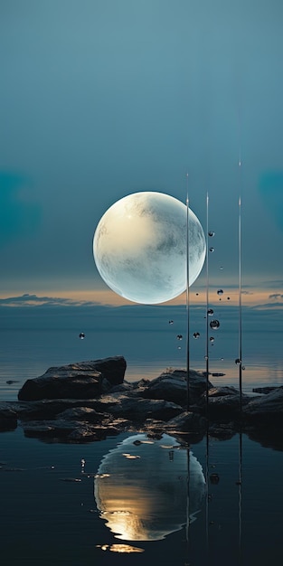 Foto una esfera en el cielo con la luna en el cielo