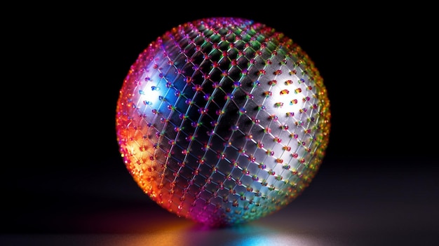 Esfera com fios metálicos iridescentes
