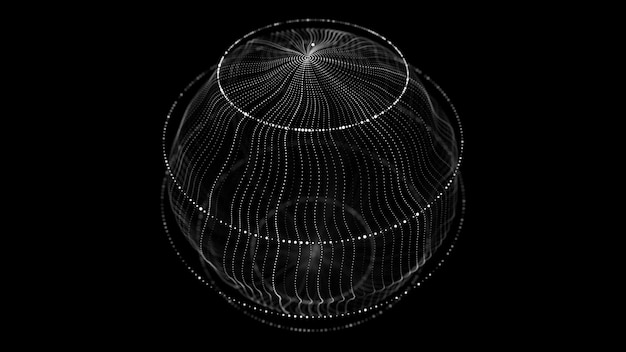 Esfera composta por pontos Fluxo global digital Estrutura de conexão de rede Visualização de big data Renderização em 3D