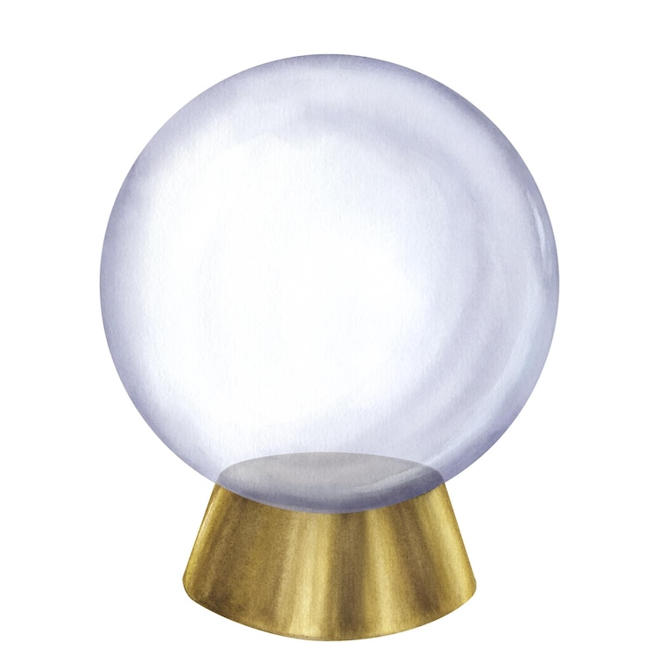 Foto esfera de cristal de cristal mágico predicciones ilustración de acuarela de burbuja de bola transparente aislada