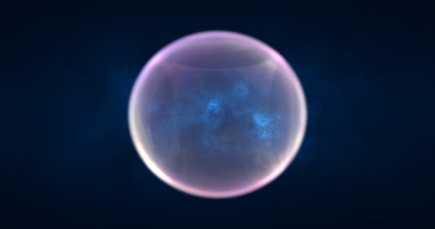 Esfera de energia azul abstrata redonda brilhante fundo de espaço futurista digital mágico