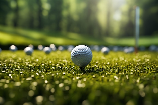 Esfera de golfe no tee em realidade virtual