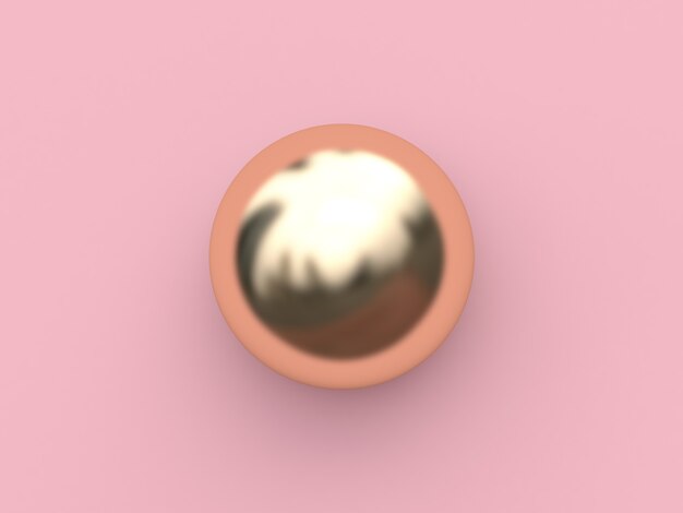 Esfera de prata da rendição 3d redonda rosa mínima abstrata