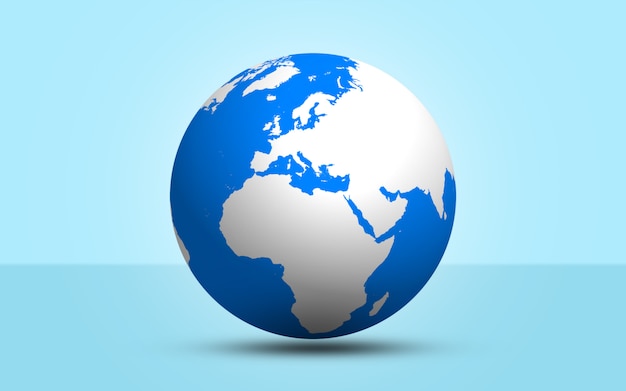 Esfera de renderização 3D em fundo azul