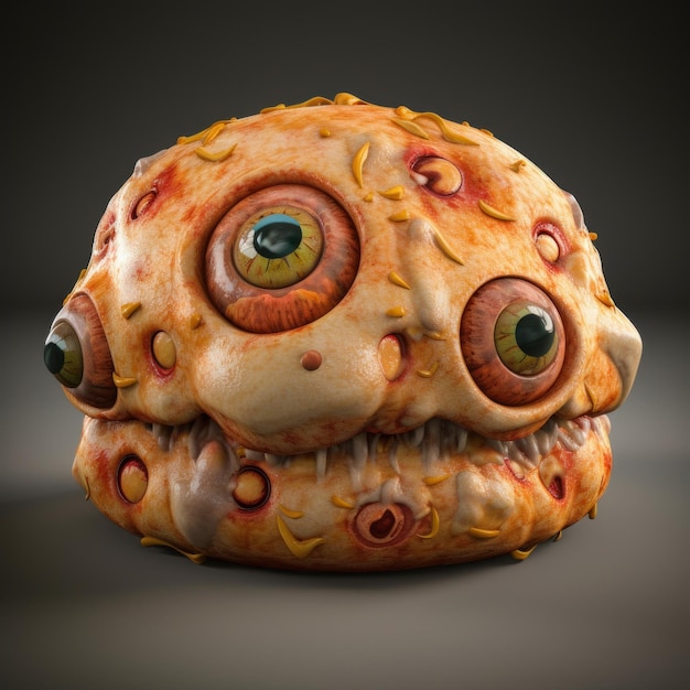 Esfera de sanduíche hiper-realista coberta de olhos