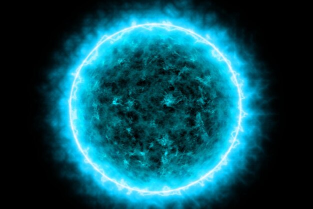 Esfera de energía azul brillante abstracta con patrones intrincados animados