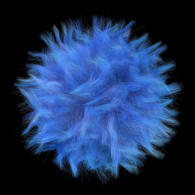 Esfera esponjosa azul Fondo negro Ilustración abstracta 3d render
