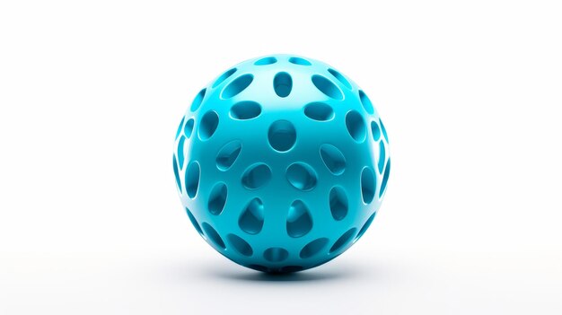 Foto esfera geométrica azul com desenho extrudido de buracos intrincados