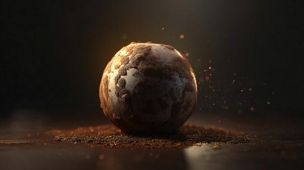 Una esfera con un grano de café salpicado