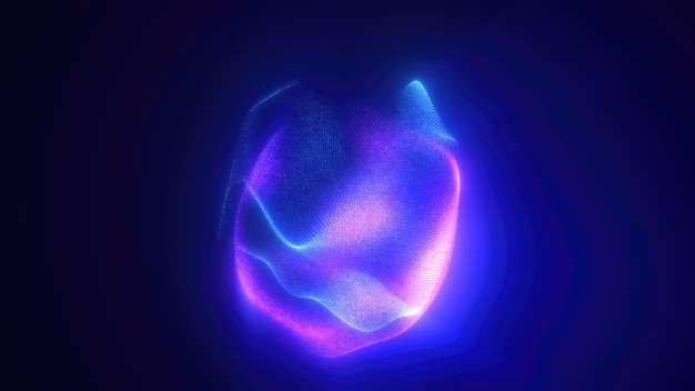 Esfera mágica de energía púrpura azul redonda esfera digital de alta tecnología núcleo de rayos de luz