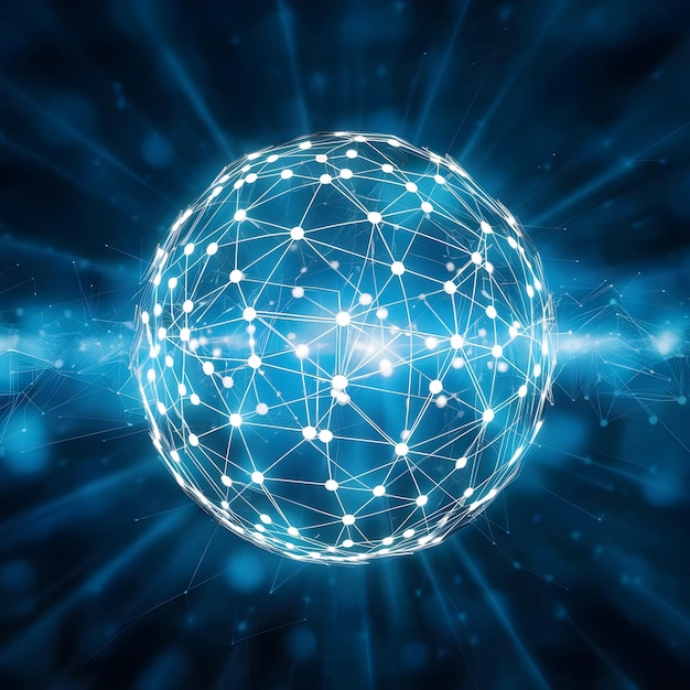 Foto una esfera con las palabras internet en el fondo de la tecnología