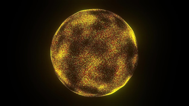 Esfera de partículas de oro generada por computadora