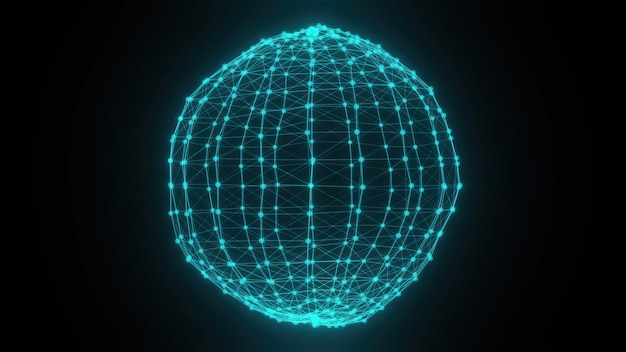 Esfera del planeta Plexus de puntos y líneas generadas por computadora en 3D