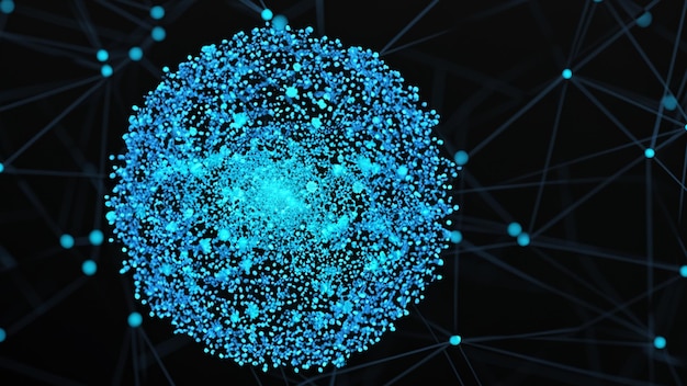 Esfera de puntos o partículas tecnología fondo abstracto diseño elementos de ciencia ficción