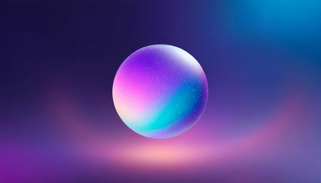 Foto esfera redonda de gradiente holográfico bola brilhante luz de néon ultravioleta espaço em branco