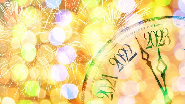 Esfera de reloj en un concepto de fondo de navidad del año nuevo
