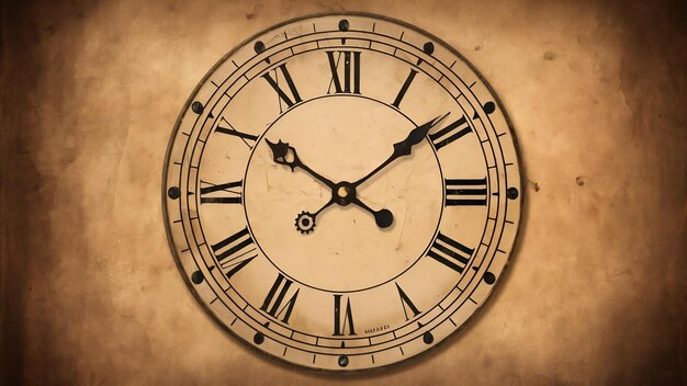 Foto la esfera del reloj con papel antiguo la hora es cinco minutos para las doce