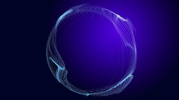 Esfera retorcida futurista hecha de líneas y puntos Antecedentes tecnológicos Red de transmisión de datos Representación 3D
