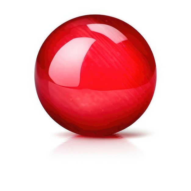 Una esfera roja brillante con un reflejo de la bola roja.