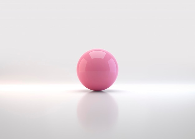 Esfera rosa com renderização 3D de bola de sombra