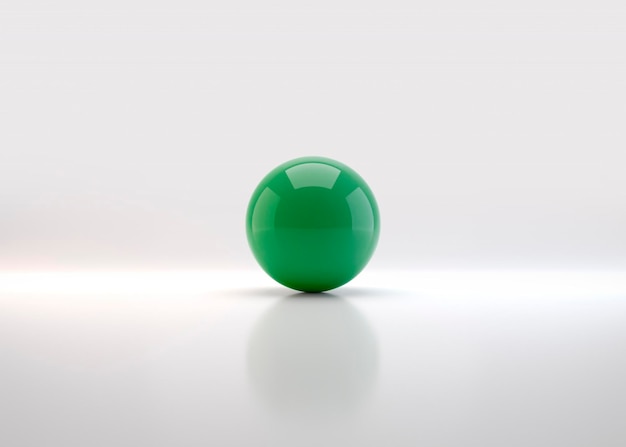 Esfera verde con sombra Ball 3D Render