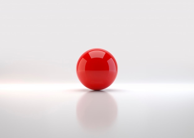 Esfera vermelha com renderização 3D de bola de sombra