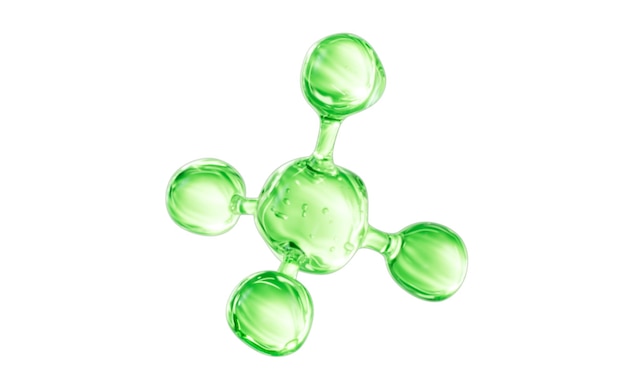 Esferas abstractas verdes moléculas verdes representación en 3D